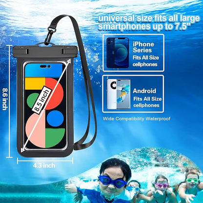 12 Pack Multicolor Universal Waterproof Phone Pouch, Large Phone Waterproof Case Dry Bag (Protection Level: IP68) Outdoor Sports for Apple iPhone,Samsung,and up to 7.5" (Multicolor 12 Pack)