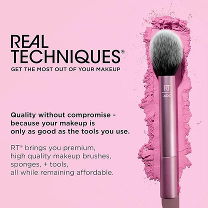 Real Techniques Makeupsaver Sponge + Brush Trio, Makeup Blending Sponge & Brushes For Liquid & Cream Formulations, Natural Finish & Reduces Makeup Waste, Cruelty & Latex-Free 3 Piece Set