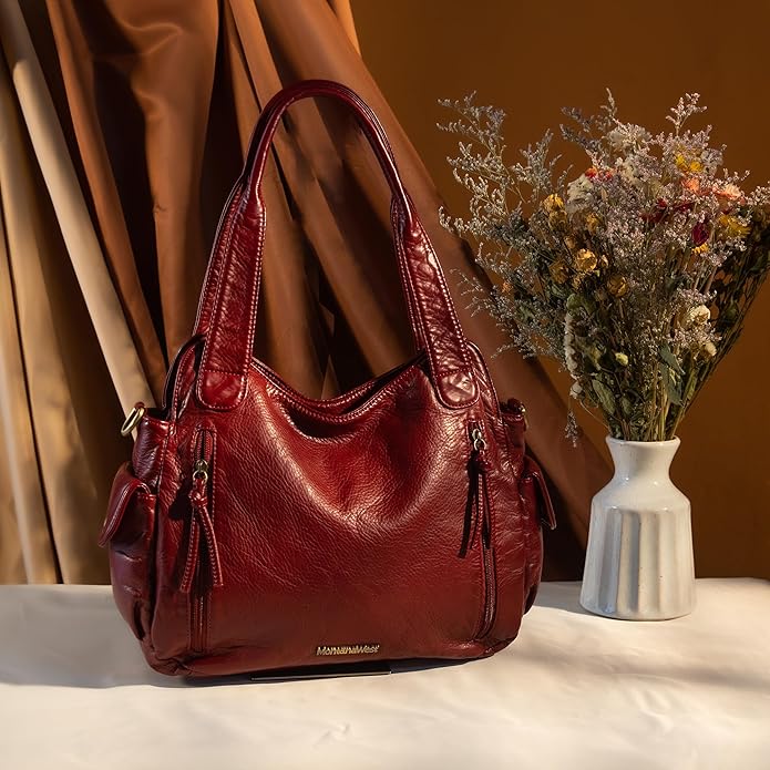 Montana West Washed Leather Hobo Bags for Women Roomy Handbags with Crossbody Strap