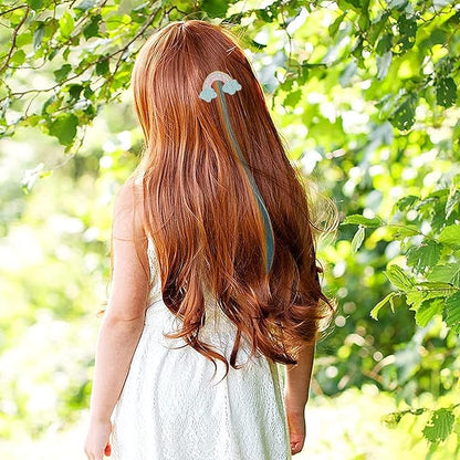 6 PCS Hair Extensions Clip - Carton Straight Curly Hairpieces Clips, Cute Unicorn Accessories Hair Extensions for Kids Ponytails Girls, Rainbow Thick Wig Clip in Fake Bangs (Curly Hair 02)