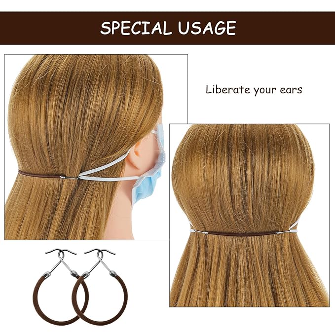 15 Pieces Elastic Hook Hair Tie Styling Ponytail Holder Hooks Cord for Curly Long Hair(Brown)