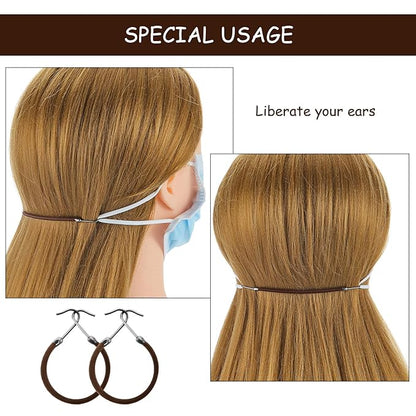 15 Pieces Elastic Hook Hair Tie Styling Ponytail Holder Hooks Cord for Curly Long Hair(Brown)
