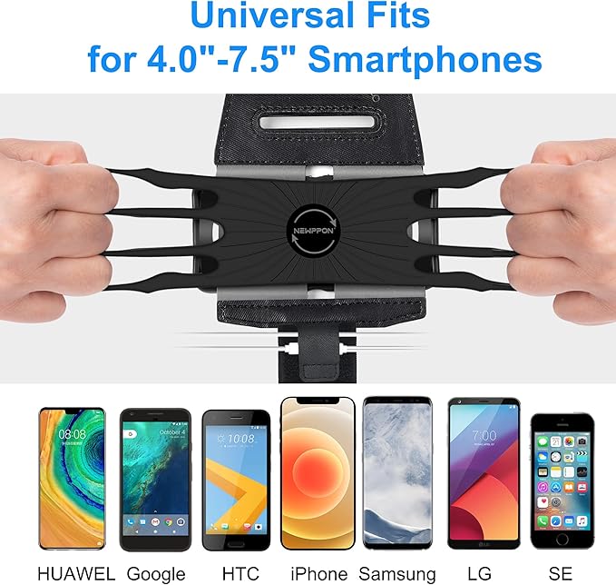 2-1 Running Armband + Bike Phone Holder : Detachable & 360° Rotatable Cell Phone Arm Bands Case Universal for iPhone 16 15 14 13 12 Pro Max Plus Samsung Galaxy S24 for Workout Exercise Sports