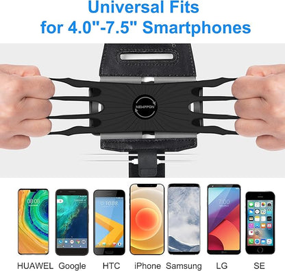 2-1 Running Armband + Bike Phone Holder : Detachable & 360° Rotatable Cell Phone Arm Bands Case Universal for iPhone 16 15 14 13 12 Pro Max Plus Samsung Galaxy S24 for Workout Exercise Sports