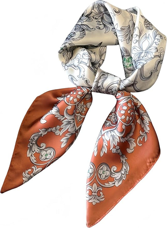 MINIDORA Satin Scarves for Women 27.5 × 27.5 inches Medium Square Elegant Silk Feeling Head Scarf