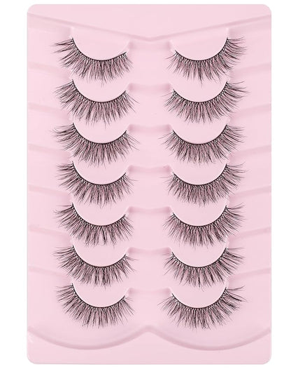 Onlyall Natural Wispy Lashes Natural Look False Eyelashes Soft Fluffy Lashes 7 Pairs D81