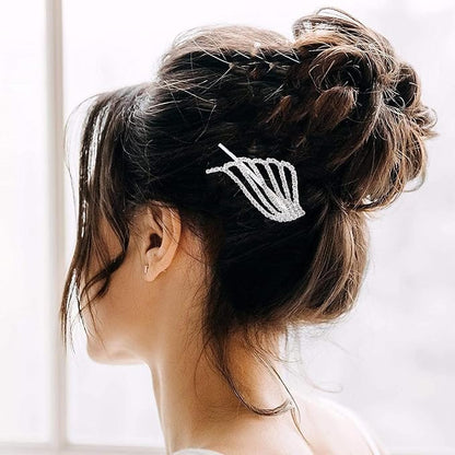 2PCS Rhinestone Hair Pins, Crystal Hair Clips, Handmade Cute Hair Barrettes, Hollow Geometric Hairpins, Elegant Metal Hairpin Hair Accessories Headwear Styling Tools, Gifts for Women Girls (TypeD)