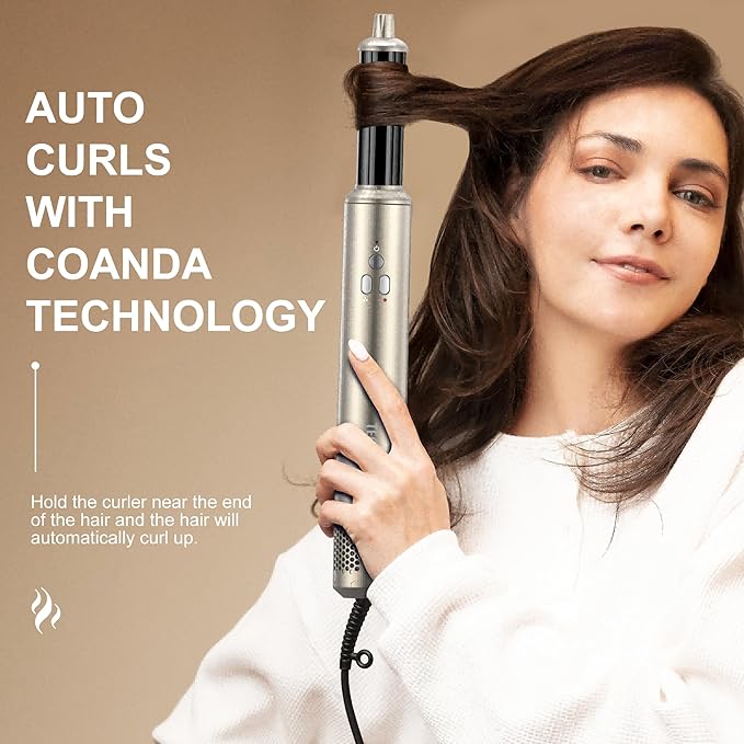 Air Styler Hair Dryer Brush - 6 in 1 Hair Styler Ionic Auto Wrap Hot Air Curler Blow Dryer Brush, 38m/s High Speed Blowout Airflow Hair Dryer Multi Styler Fast Drying Styling for Curly/Straight Hair