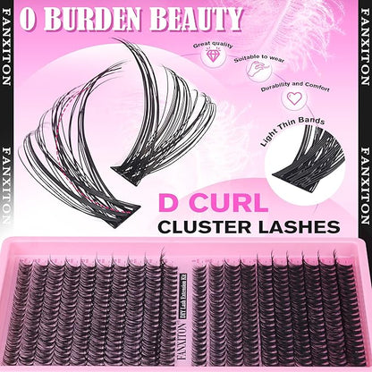 Natural Lash Cluster Kit Thick Eye Lash Clusters Natural Look 30D+40D D 8-16mm Lash Extension Kit Wispy Eyelash Clusters Volume Individual Lashes with Lash Bond and Seal and Tweezers