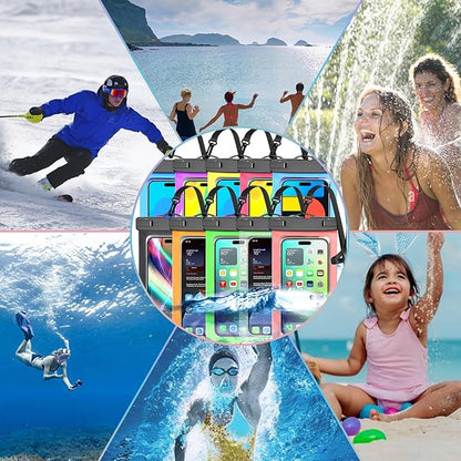 12 Pack Multicolor Universal Waterproof Phone Pouch, Large Phone Waterproof Case Dry Bag (Protection Level: IP68) Outdoor Sports for Apple iPhone,Samsung,and up to 7.5" (Multicolor 12 Pack)