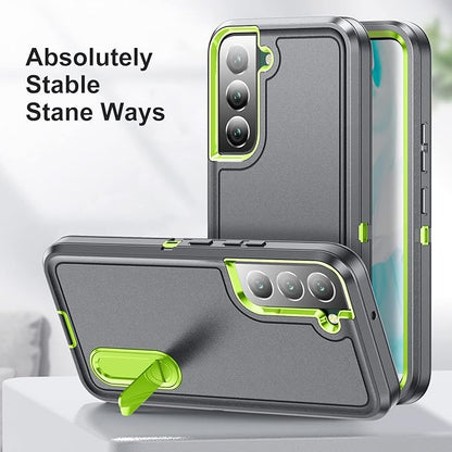 for Samsung Galaxy S22 Plus Case Galaxy S22+ Case with Kickstand Case 3-Layer Military Grade Protective Case Cover Silicone Rugged Shockproof for Galaxy S22 Plus S22+ Phone Case Gray+Green