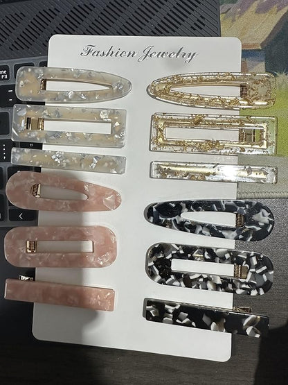 12 Pieces Acrylic Resin Marble Hair Clips Set, Decorative Pearls Hair Barrettes Sweet Decorative Bobby Pins Hairpin Headwear Hair Accessories Headwear for Women and Girls…