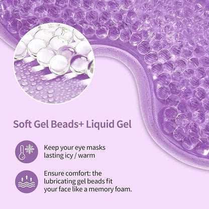 2PCS Gel Eye Mask - Reusable Hot/Cold Therapy for Puffiness, Dark Circles, Migraines & Stress Relief (Purple)