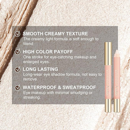 Oulac Glitter Eye Shadow Pencil - Waterproof Eye Shadow Stick Smooth and Long Lasting, Shimmering Glitter Finish, Blendable Eyes Makeup, Vegan Beauty 3.8g, (01) Vanilla