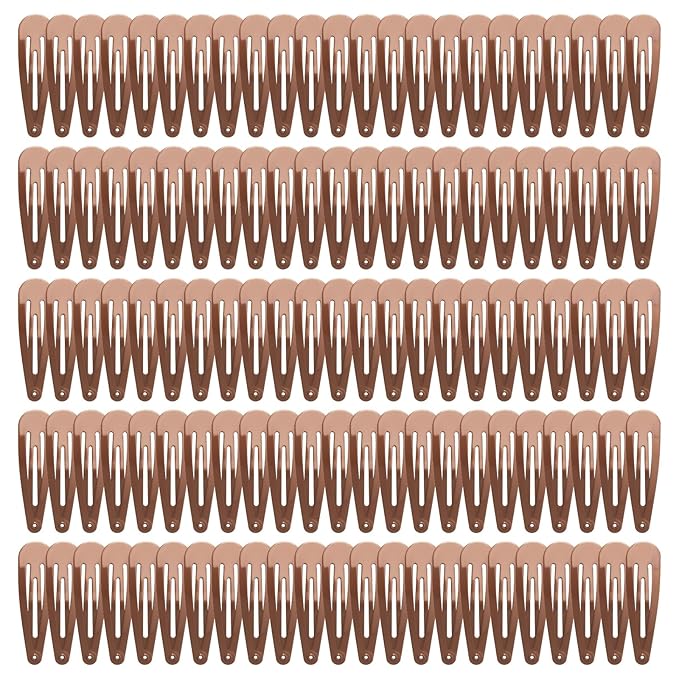 120 Pack Brown Metal Snap Hair Clips - Non-Slip Hairpins Barrettes for Women & Girls, Secure Braids, Updos, Buns - Durable & Lightweight (Plastic Storage Box Included)