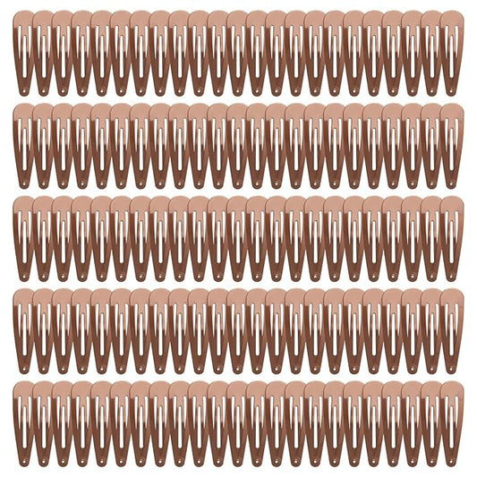 120 Pack Brown Metal Snap Hair Clips - Non-Slip Hairpins Barrettes for Women & Girls, Secure Braids, Updos, Buns - Durable & Lightweight (Plastic Storage Box Included)