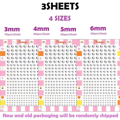 NOOEPC 660Pcs Face Gems Hair Gems, Self-Adhesive Face Jewels Eye Jewels Rhinestones 3/4/5/6 mm DIY Face Gems Stick on, Hair Body Rhinestones Gems Rave Accessories for Face Eyes Makeup Body, Crafts