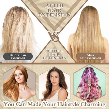 2500 Pcs Hair Extensions Micro Rings Links Beads and 5 Rolls Extensions Sewing Thread and 10 Pieces C/J/I Needles Kit for Human Hair Hand Sewing Wig DIY Craft