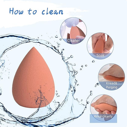COSTICA Makeup Sponge, 4 Pcs Beauty Blender for Foundation Blending Sponge, Pink Makeup Blender with Storage Box, Flawless for Liquid Cream and Powder