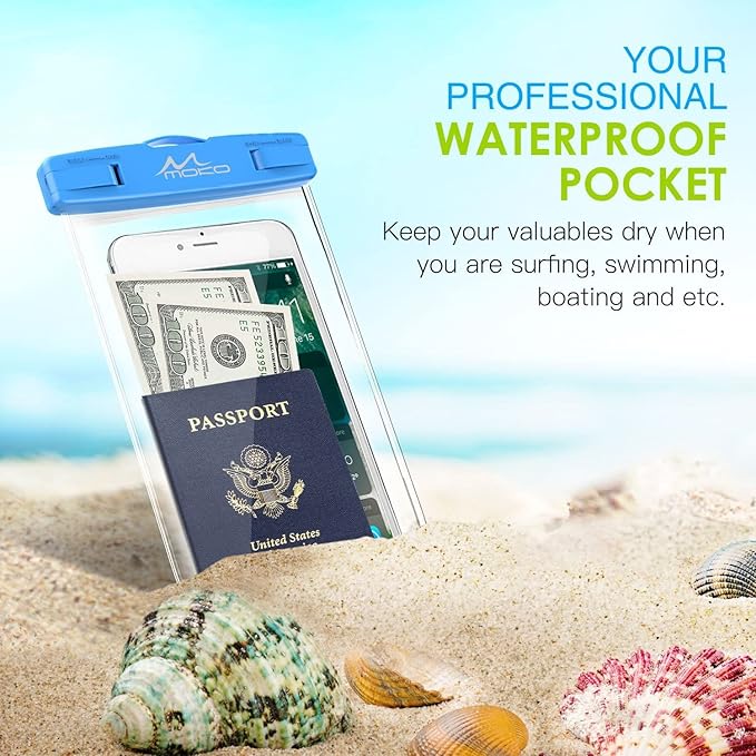 MoKo Waterproof Phone Pouch 3Pack, Underwater Phone Case Dry Bag with Lanyard Compatible with iPhone 16 14 13 12 11 Pro Max X/Xr/Xs Max/SE 3, Galaxy S21/S10/S9, Note 10/9/8
