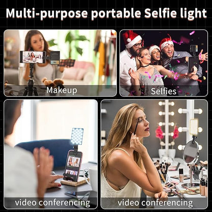 Selfie Light with LCD Display for Phone, 60 LED Phone Light with Rechargeable Clip and Adjusted 3 Light Modes, 2000mAh Video Light for Phone iPad, Laptop, Makeup, TikTok, Selfie, Vlog, Black
