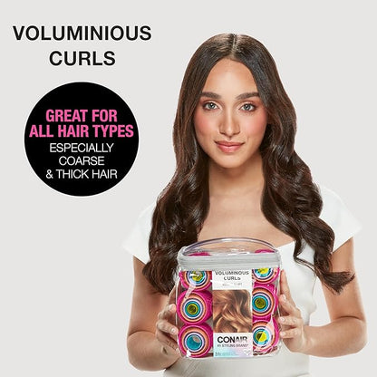 Conair Heatless Curlers- heatless curls overnight - Hair Rollers for Lift & Volume - Assorted Sizes and Colors - Velcro Rollers - 31 Count w/storage case