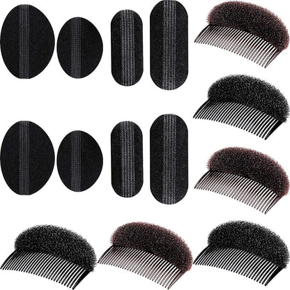 Bump It Up Volume Hair Base Set - Sponge Styling Insert, Braid Tool, Comb Clip, Bun Pad Accessories for Women Girls DIY Hairstyles (14)