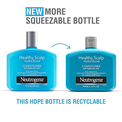 Neutrogena Moisturizing Healthy Scalp Hydro Boost Conditioner for Dry Hair and Scalp, with Hydrating Hyaluronic Acid, pH-Balanced, Paraben & Phthalate-Free, Color-Safe, 12 fl oz