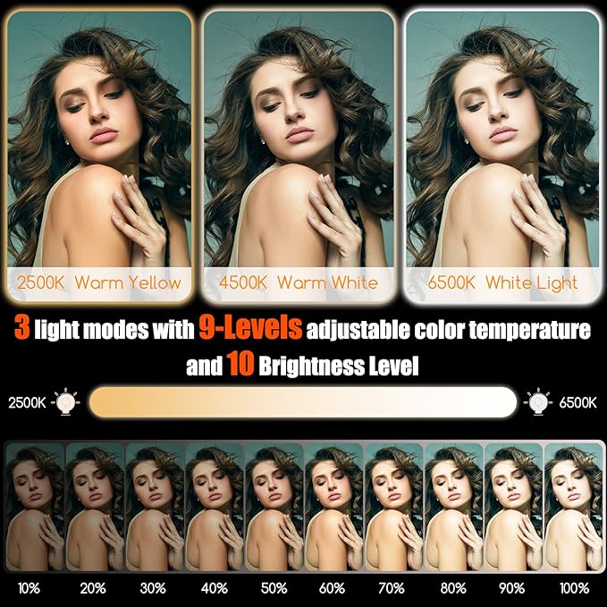Selfie Light - BANSINE USB-Rechargeable LED Phone Light - Portable Photo Light with 97+ CRI, Up to 6500K Color Temperature for Selfie, Zoom Conference, Video, Makeup and Live Stream
