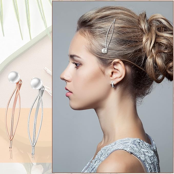 10 Pieces Geometric Metal Hair Clips and Barrettes for Women - Minimalist Hair Styling Accessories, Dainty Wedding Headwear (Silver, Rose Gold)