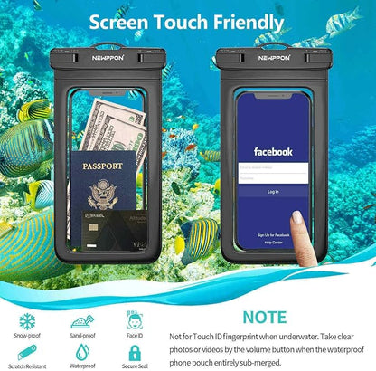 4 Pack Waterproof Cell Phone Pouch - Universal Water Proof Dry Bag Case with Neck Lanyard - Underwater Clear Cellphone Holder Large Protector for iPhone Samsung Galaxy for Beach Pool Swimming