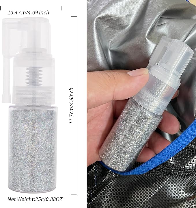 MEICOLY Silver Hair and Body Glitter Spray,Shinny Sparkle Glitter Spray for Clothes,Loose Shimmer Hairspray for Festival Rave Makeup/Stage Performance,Lightweight,25g/0.88OZ