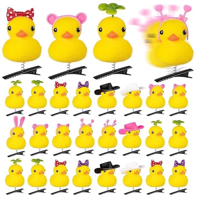 24 Pcs Duck Clips for Hair, Yellow Womens Duck Hairpin Set, Cute Duck Hair Accessories for School Home Party Props