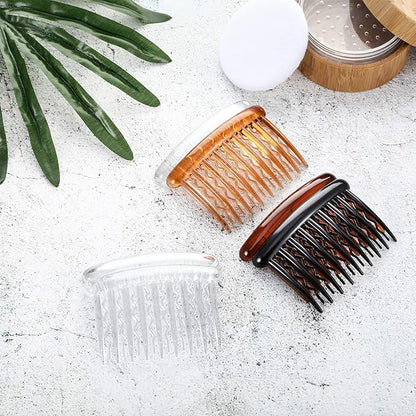 12 Pieces Plastic Teeth Hair Combs Tortoise Side Comb Hair Accessories(Black, Transparent, Dark Brown, Light Brown)