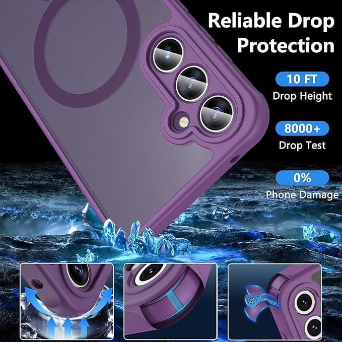 For Samsung Galaxy S23 FE Case 6.4'',Magnetic Galaxy S23 FE Case for Magsafe with Screen Protector [Military-Grade Protection]Shockproof Phone Case Samsung S23 FE Slim Protective Case S23 FE 5G,Purple