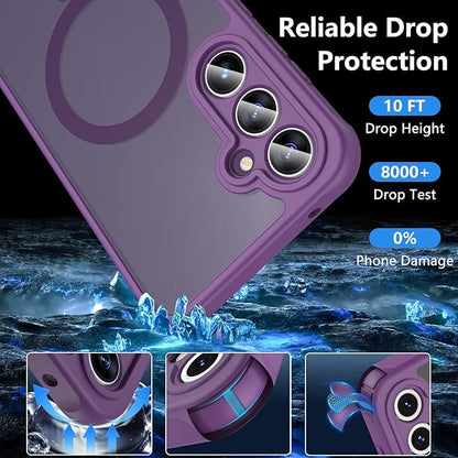 For Samsung Galaxy S23 FE Case 6.4'',Magnetic Galaxy S23 FE Case for Magsafe with Screen Protector [Military-Grade Protection]Shockproof Phone Case Samsung S23 FE Slim Protective Case S23 FE 5G,Purple