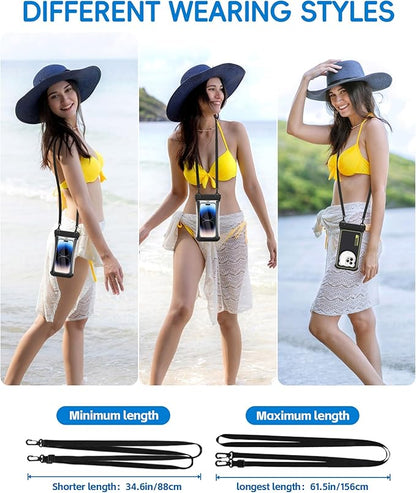 3D Waterproof Phone Pouch, Cruise Essentials 2025 Beach Vacation Essentials Travel Accessories, Dry Bag Case for iPhone 16 15 14 13 12 11 Plus Pro Max Galaxy Pixel - IP68 Floatable Black