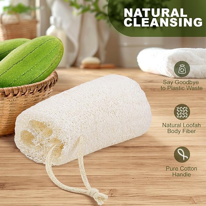 Natural Loofah Body Scrubber Sponge, Set of 3 Organic 5 Inch Luffa for Exfoliating & Smooth Skin Cleansing, Ideal for Men & Women, Spa & Shower Use