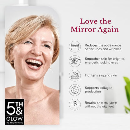 5th & Glow Lumiace Eye Wrinkle Cream for Women, Eye Firming Cream for Sagging Skin and Crows Feet, Under Eye Cream for Puffiness and Bags, Reduces the Appearance of Fine Lines and Wrinkles, 0.5 oz