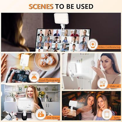 Portable LED Photo Light - USB-Rechargeable, Up to 6500K Color Temperature for Selfie, Zoom Conference, Video, Makeup