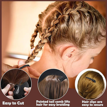 1500 Pcs Hair Bands in 4 Natural Colors - Rubber Hair Ties with Organizer Box and 6 Styling Tools for Women, Girls, Kids