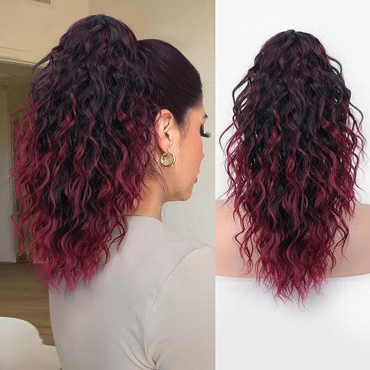 ORSUNCER Ponytail Extension Claw 18" Curly Pony Tail Clip in Claw Hair Extensions Fluffy Natural Looking Synthetic Hairpiece for Women