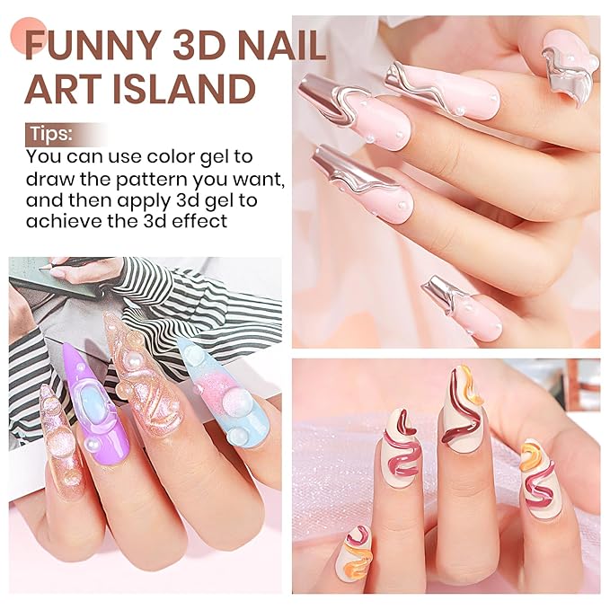 MIZHSE 3D Nail Gel Clear Nail Sculpting Gel for Nail Art 15g Molding Gel for Nails Gel Liner 5D Candy Embossed 3D Decoration Manicure Charms