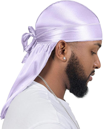 4PCS Silky Durags for Men Women 360 Waves with 1 Wave Cap, Silky Satin Durag Extra Long Tails