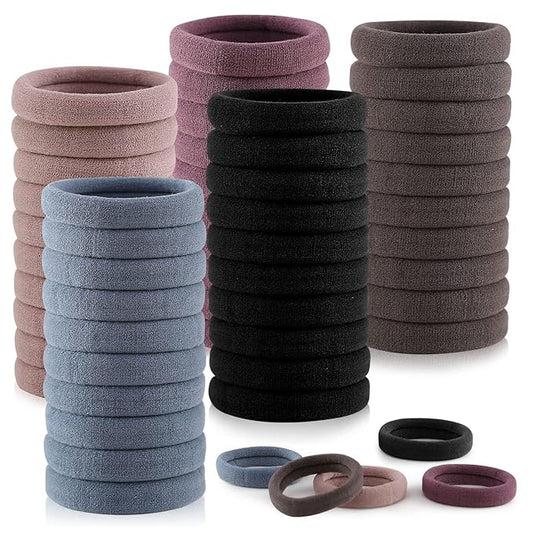100 Pcs Thick Seamless Hair Ties, Ponytail Holders Hair Accessories No Damage for Thick Hair, Valentine's Day Gifts (Natural Colors)