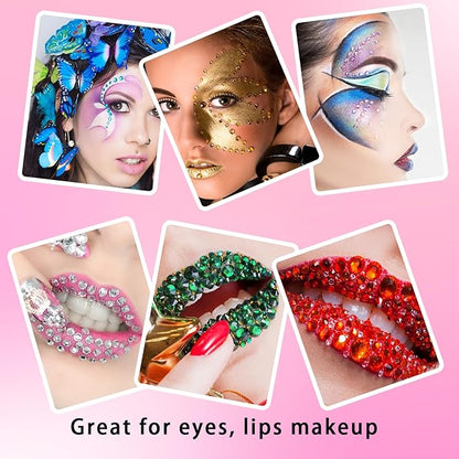 NIACONN 1760 Pcs Multicolor Hair Jewels Face Gems Stick on, Self Adhesive Glitter Rhinestones Stickers for Women Body Eyes Nails Festival Halloween Makeup & Crafts