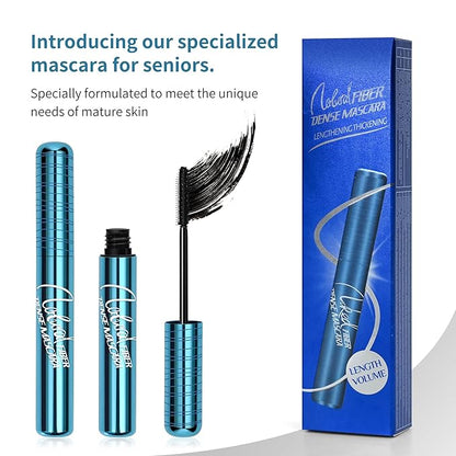 2 Pack Mascara for Older Women, Volumizing Waterproof Hypoallergenic Black Mascara for Thinning Lashes & Sensitive Eyes, Smudge-Proof Formula (Pack of 2)