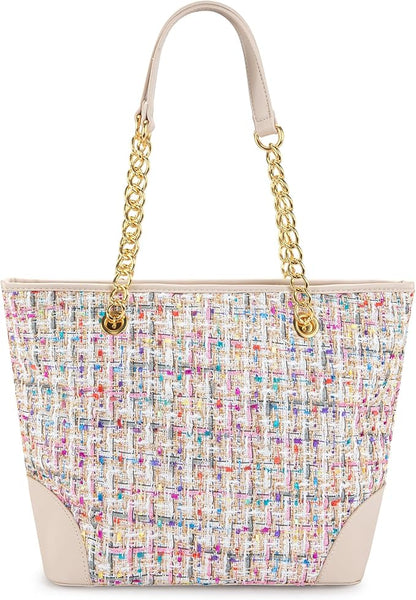 Montana West MEDIUM Tote Bag for Women Quilted Chain Handbags Shoulder Purse