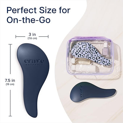 Crave Naturals Glide Thru Detangling Hair Brush for Adults and Kids - Detangler Hairbrush for Curly or Straight, Wet or Dry Hair - Gentle on Tangles Hair Comb - Navy Blue and Blue Cheetah (Pack of 2)