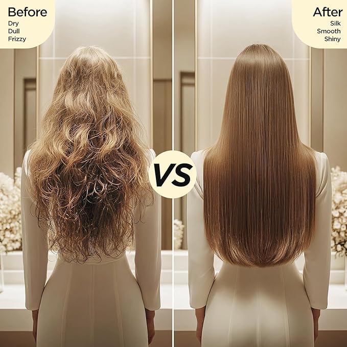 Hair Straightener Brush, Negative Ion Flat Iron & Straightening Comb 2 in 1 with Convenient Comb, Fast Heating, Anti-Scalding, 30s Fast Heating, 5 Temp Settings 284℉ - 392℉ (Gold Gray)